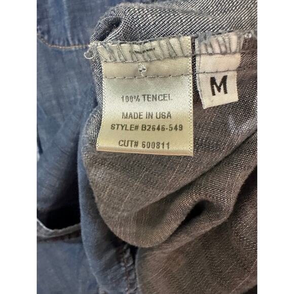 Bella Dahl Chambray Hi Lo Long Sleeve Button Up Top Shirt, size M - Picture 6 of 7